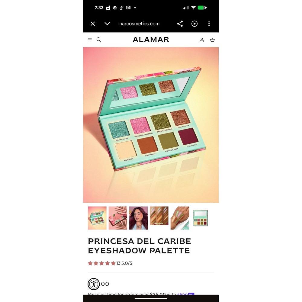 NIB Alamar Cosmetics Princesa Del Caribe Pressed Pigment Eyeshadow Palette - Picture 6 of 6